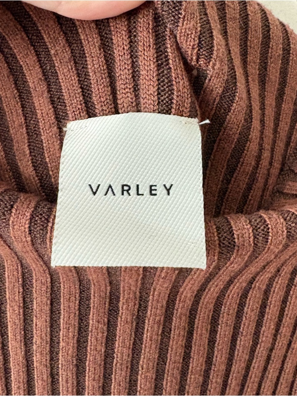 Varley Striped Rib Knit Top in Brown and Dark Brown - Picture 3 of 5